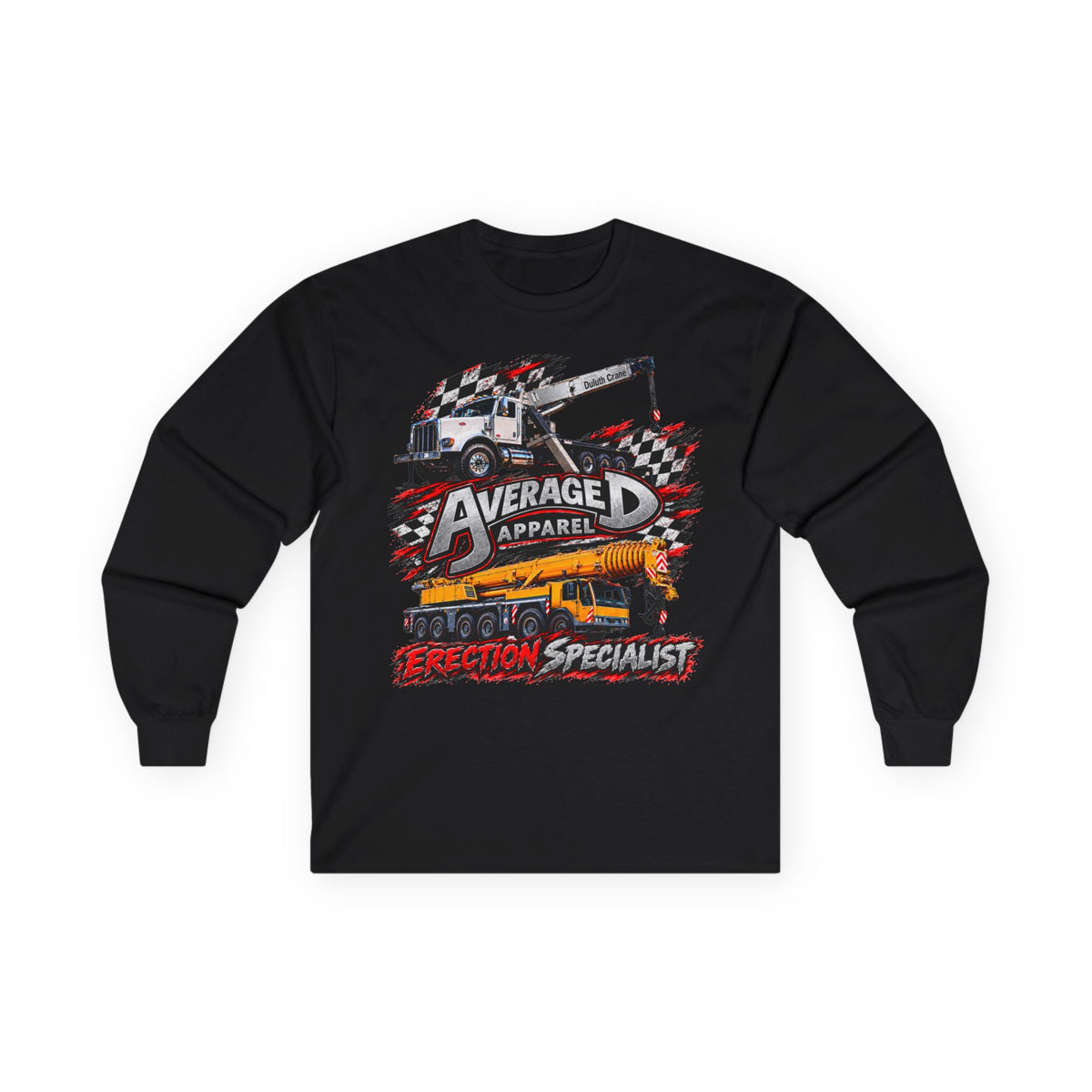 Long Sleeve Tee — 'Average D Apparel' Tow Truck Graphic (So Erect Right Now)