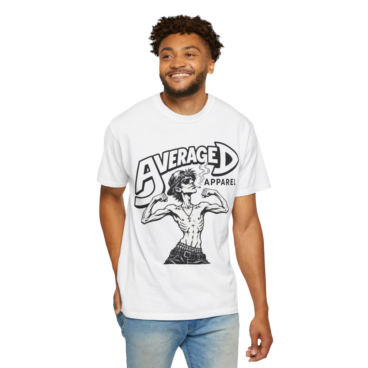 Average D Apparel Graphic T-Shirt — Vintage Punk Muscle Sketch Tee