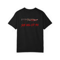Horror Graphic Tee — “She Will Cut You” Bloodied Knife T-Shirt