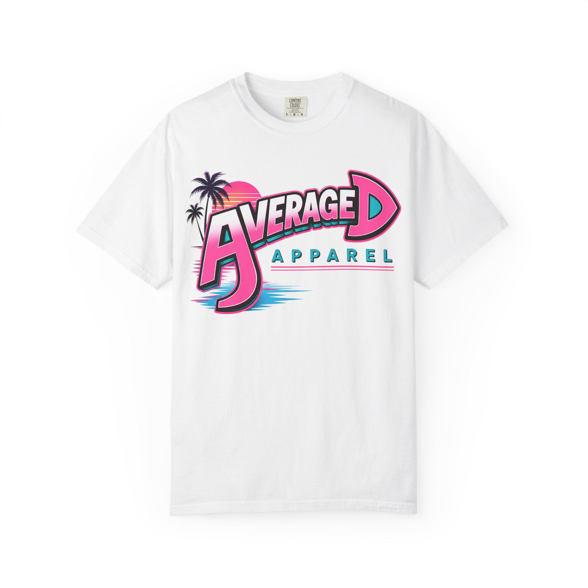 Average D Apparel T-Shirt — Retro Pink Beach Logo Tee