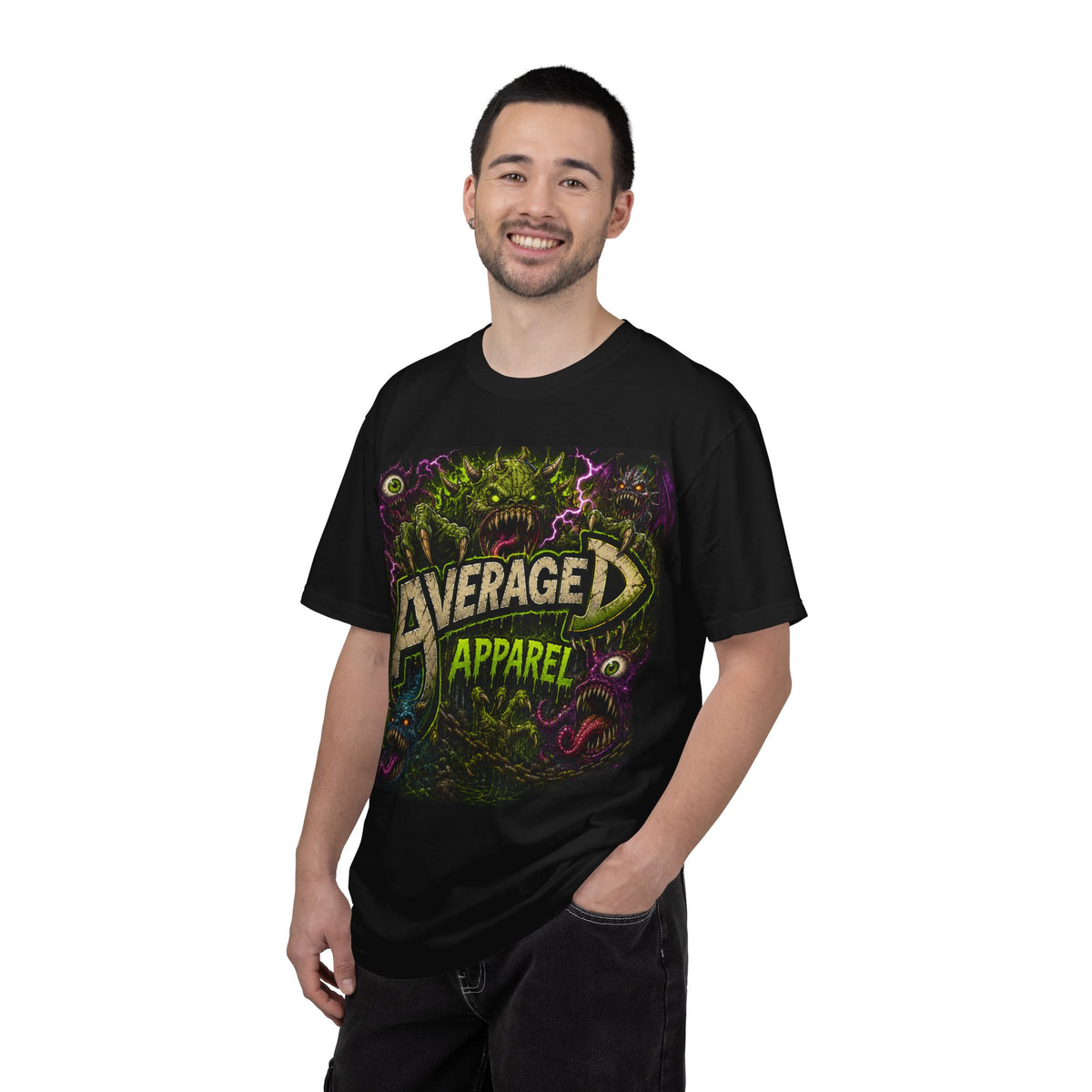 Average Apparel Graphic T‑Shirt — Retro Monster Band Tee
