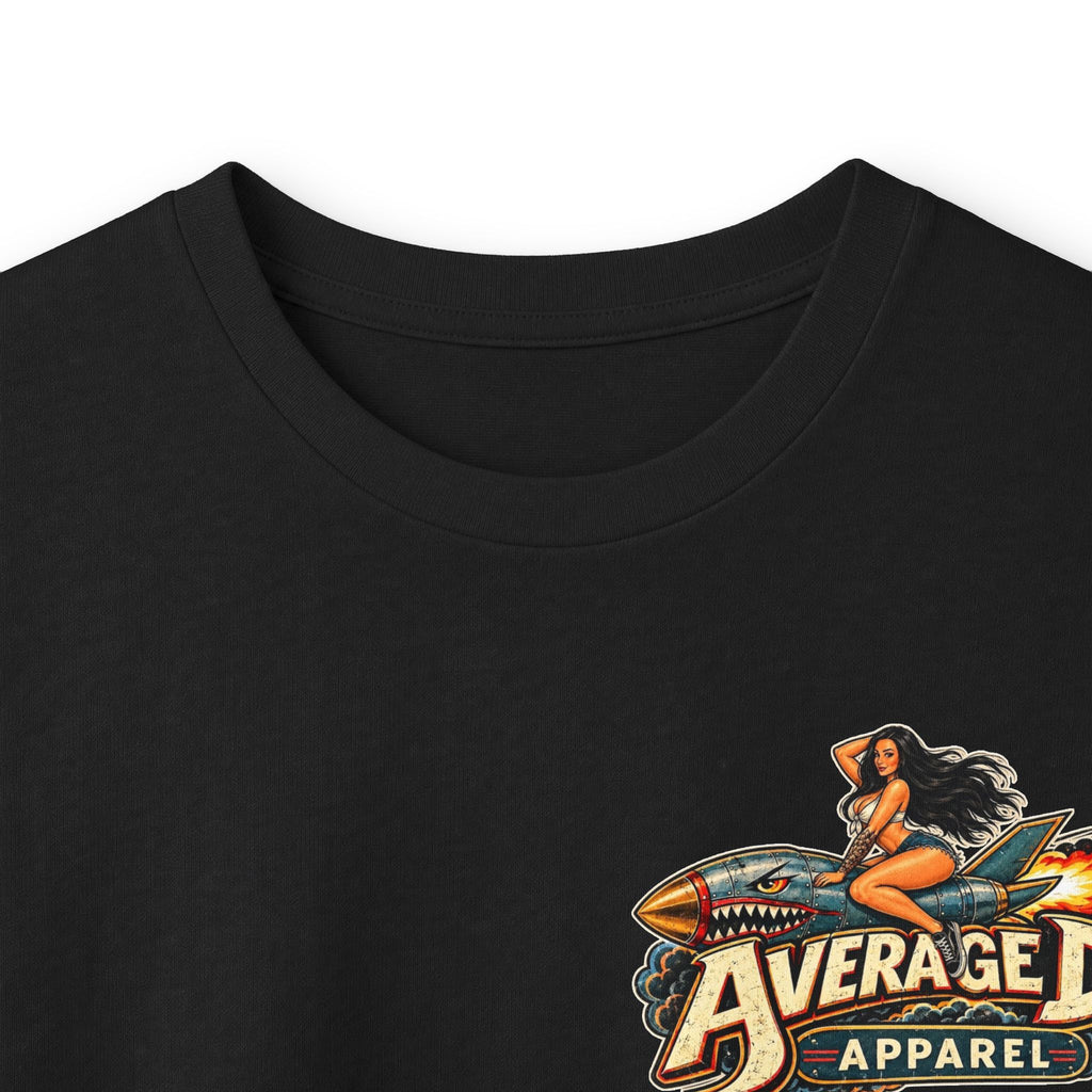 Long Sleeve Tee — Retro Pinup Rocket Biker Shirt