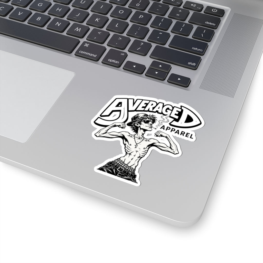 Average D Apparel Sticker — Retro Grunge Muscle Guy Kiss-Cut Decal