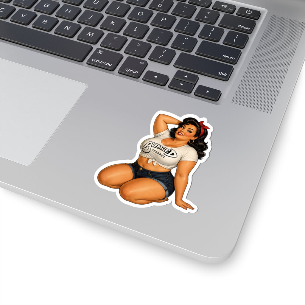 Pin-Up Girl Kiss-Cut Sticker — 'Average D' Retro Curvy Vintage Decal