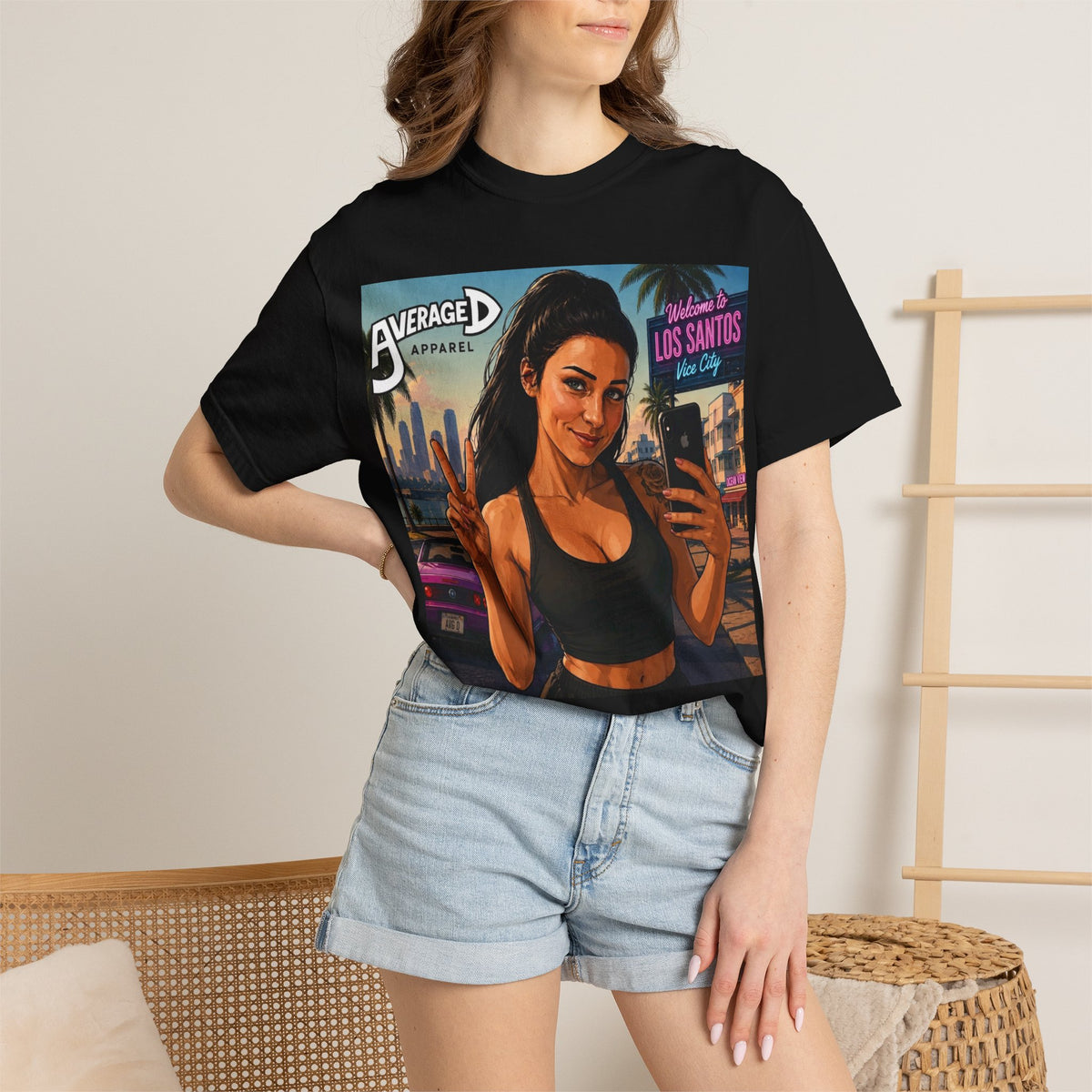 Graphic T-Shirt — Retro City Selfie Design (Average Apparel)