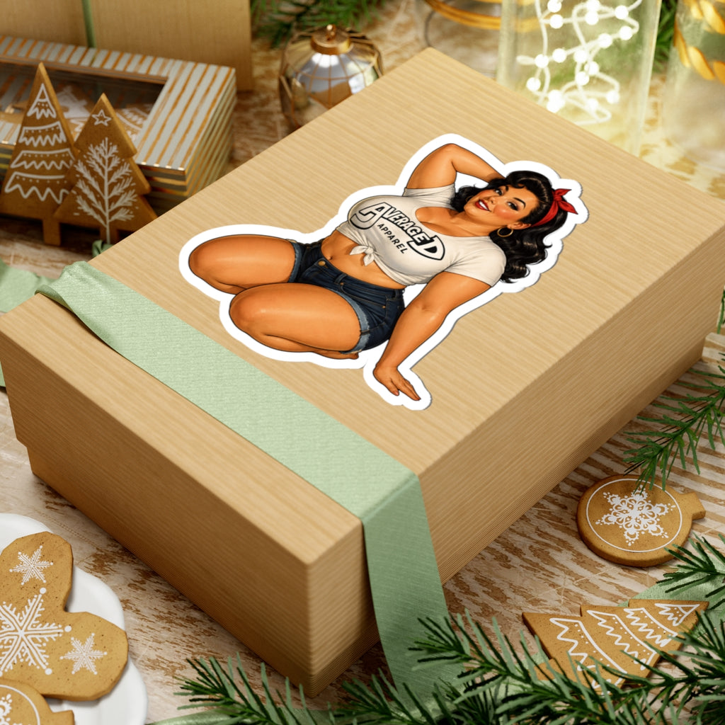 Pin-Up Girl Kiss-Cut Sticker — 'Average D' Retro Curvy Vintage Decal