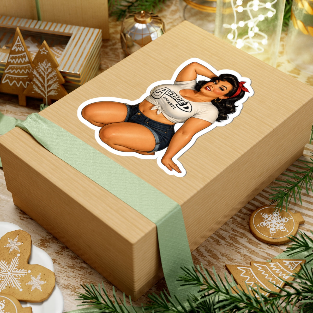Pin-Up Girl Kiss-Cut Sticker — 'Average D' Retro Curvy Vintage Decal