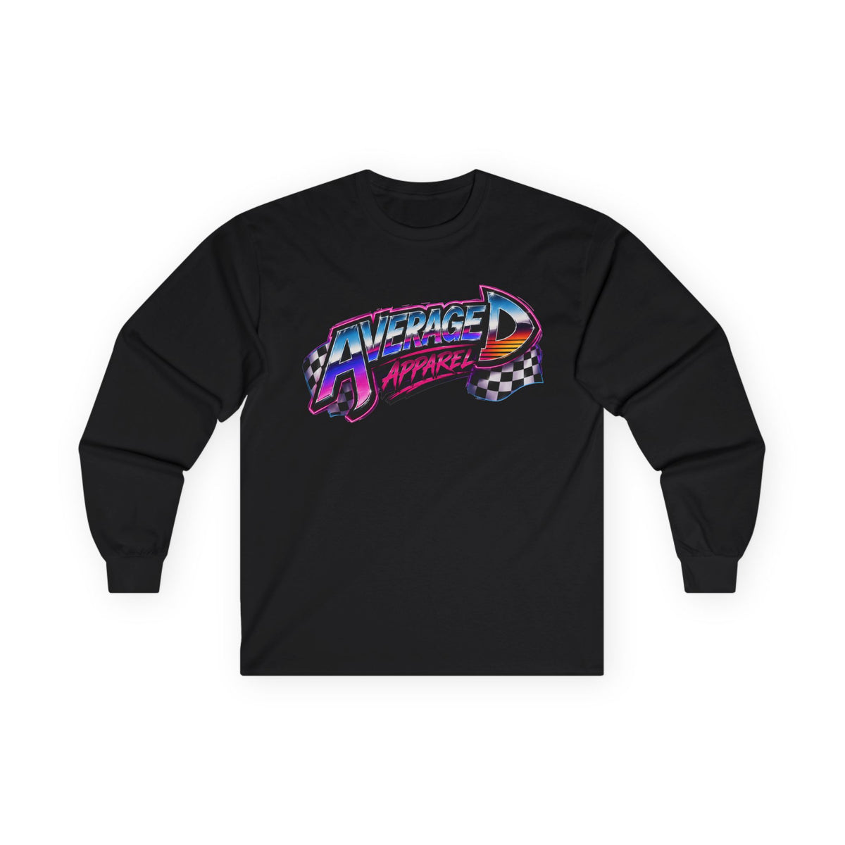 Retro Racing Logo Long Sleeve Tee — “Average Apparel” Graphic