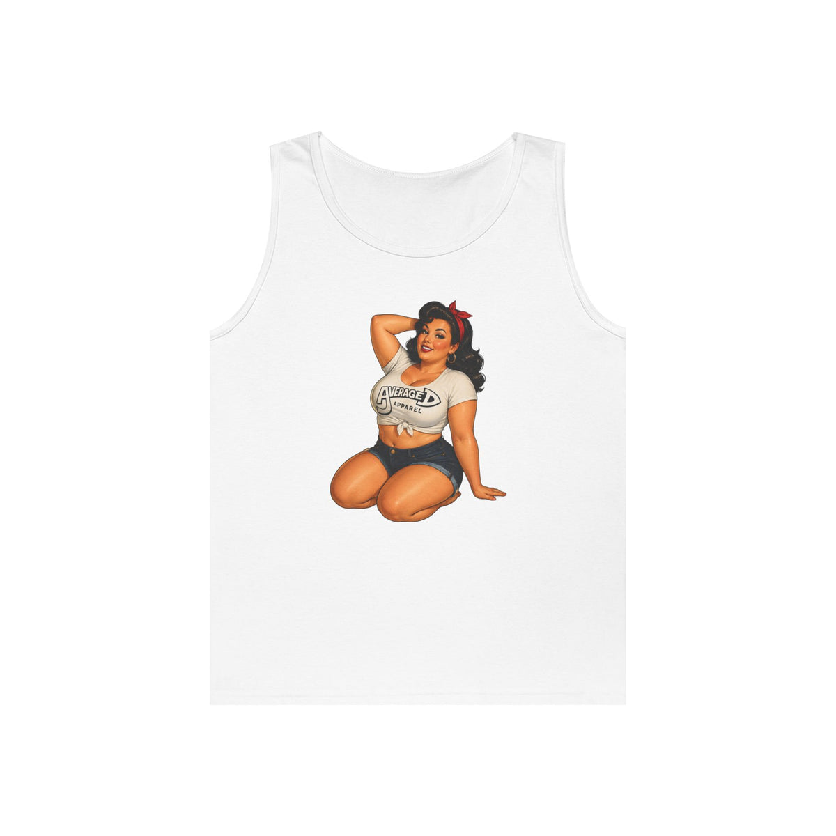 Pin-Up Curvy Girl Graphic Tank Top — Retro Body Positive Vintage Style