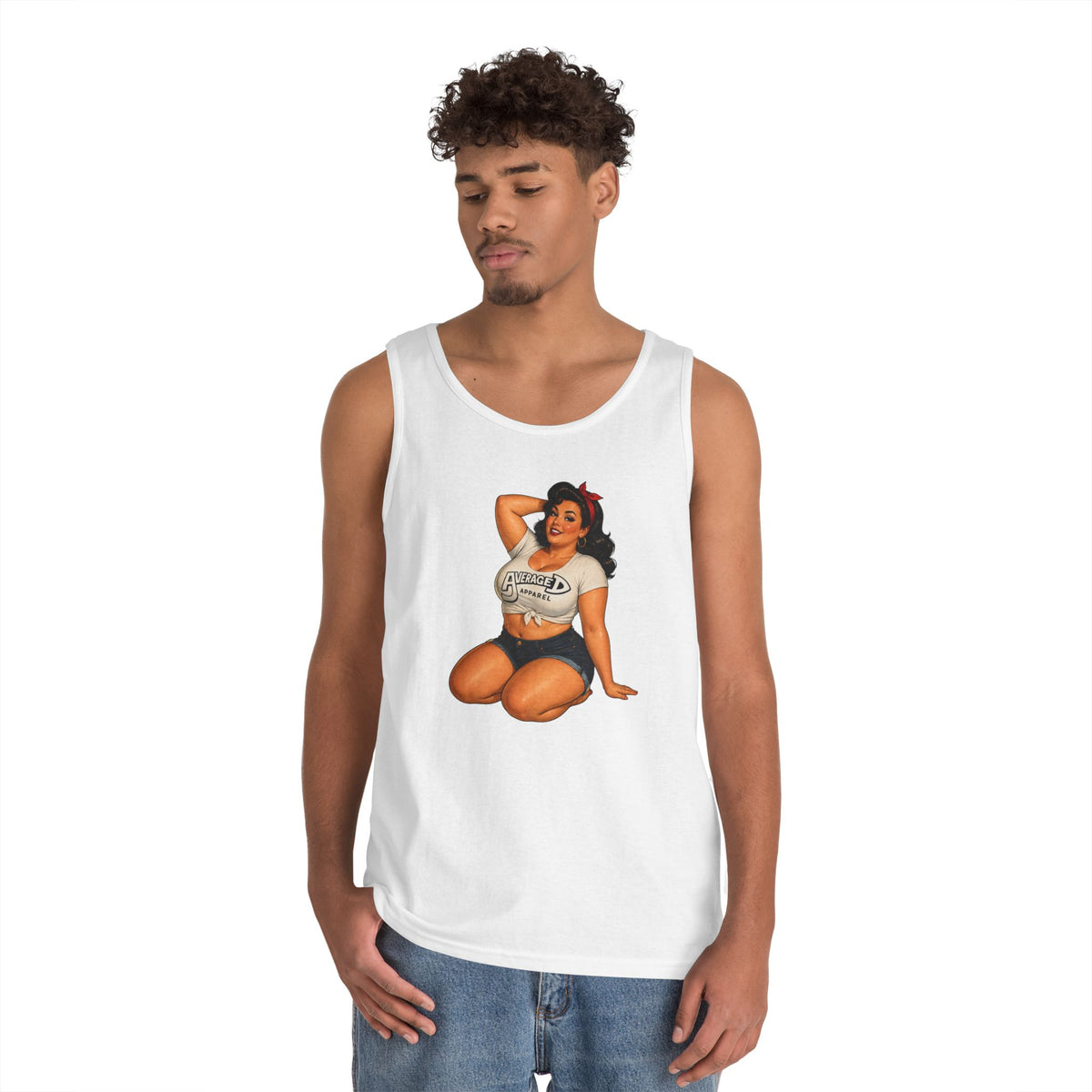 Pin-Up Curvy Girl Graphic Tank Top — Retro Body Positive Vintage Style
