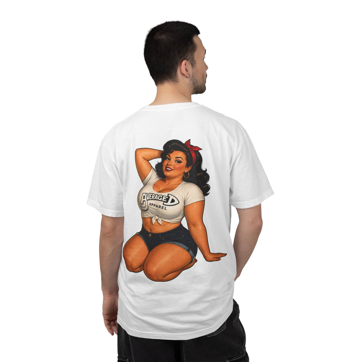 Pin-Up Plus Size Graphic T-Shirt — “Average D Apparel” Retro Pinup Design