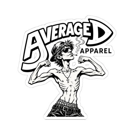 Average D Apparel Sticker — Retro Grunge Muscle Guy Kiss-Cut Decal