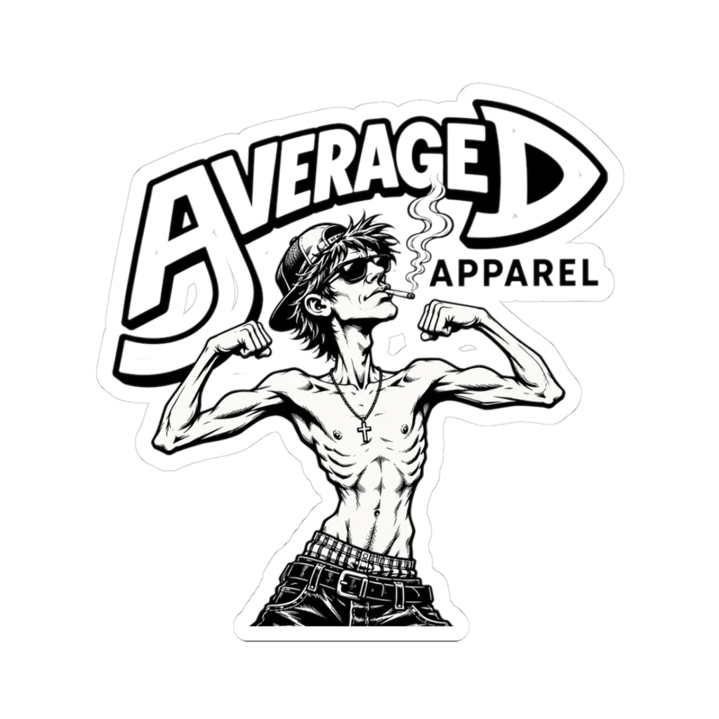 Average D Apparel Sticker — Retro Grunge Muscle Guy Kiss-Cut Decal
