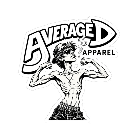 Average D Apparel Sticker — Retro Grunge Muscle Guy Kiss-Cut Decal