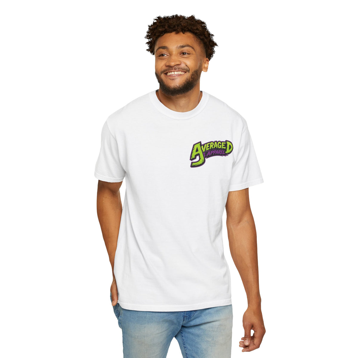 Average D Apparel Graphic T-Shirt — Retro Green Monster Logo