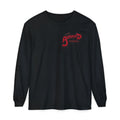 Long Sleeve Horror Tee — Bloodied Knife Back Print, "She Will Cut You" Graphic