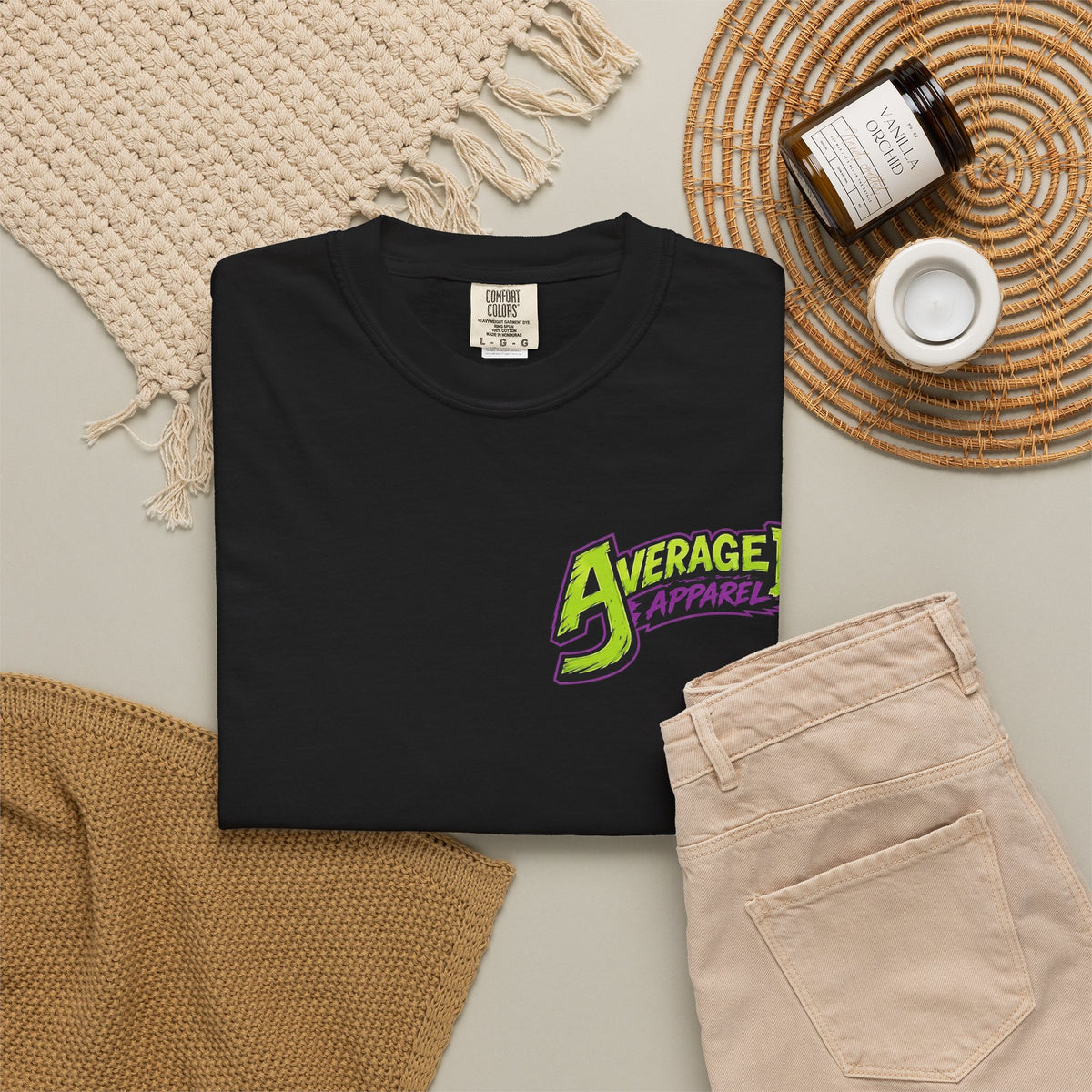 Average D Apparel Graphic T-Shirt — Retro Green Monster Logo