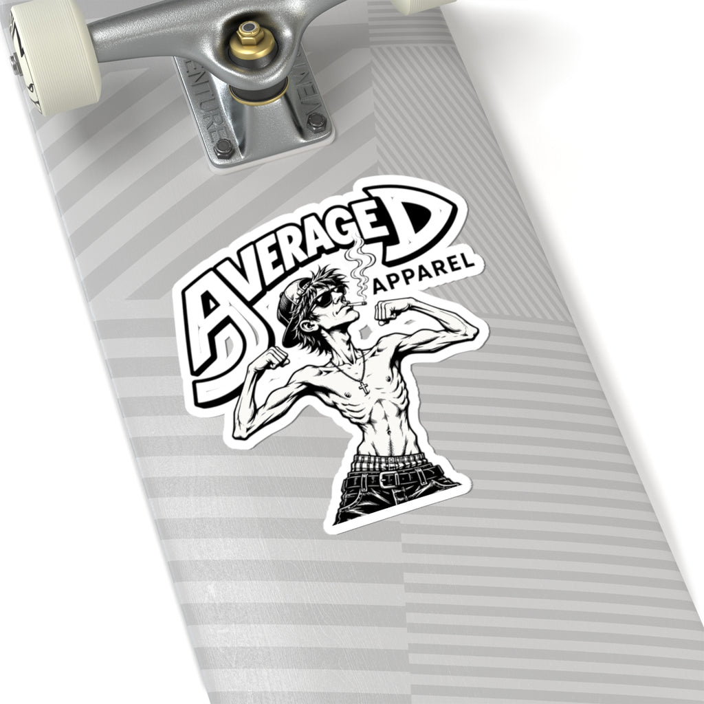 Average D Apparel Sticker — Retro Grunge Muscle Guy Kiss-Cut Decal