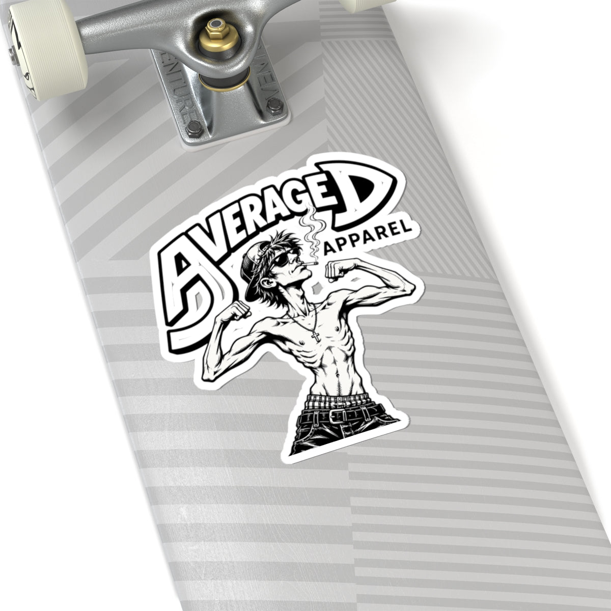 Average D Apparel Sticker — Retro Grunge Muscle Guy Kiss-Cut Decal
