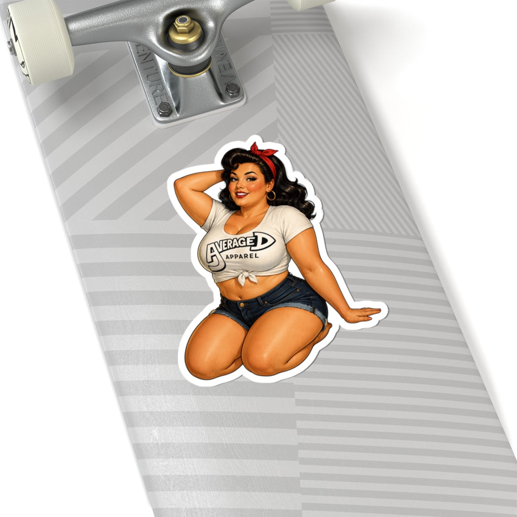 Pin-Up Girl Kiss-Cut Sticker — 'Average D' Retro Curvy Vintage Decal