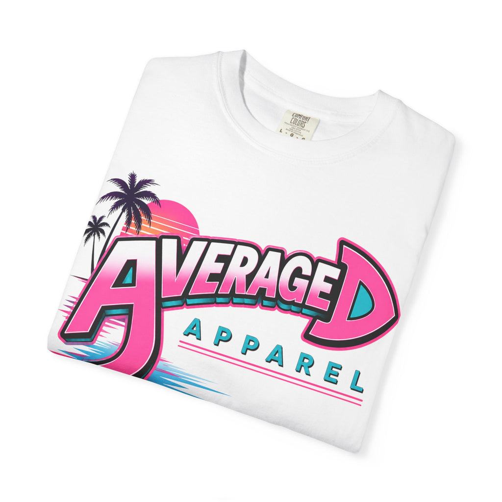 Average D Apparel T-Shirt — Retro Pink Beach Logo Tee