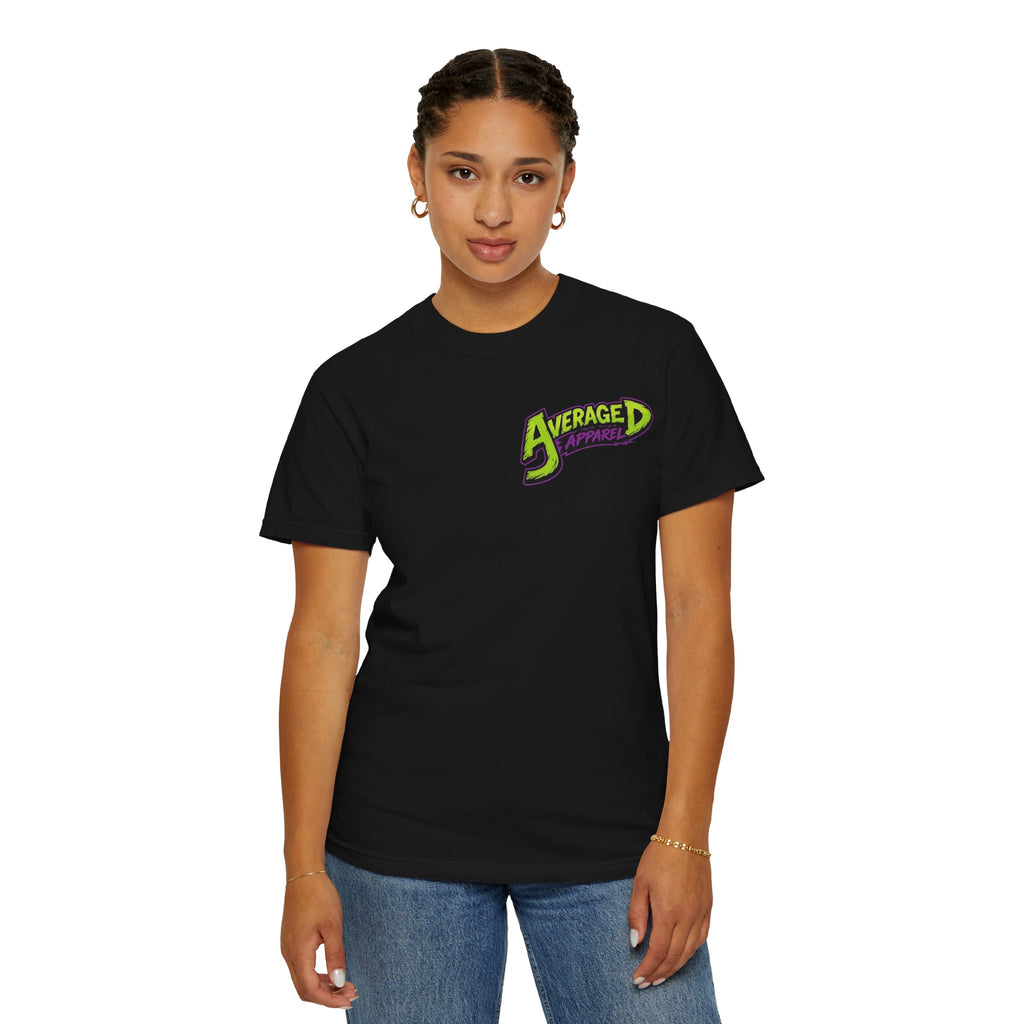 Average D Apparel Graphic T-Shirt — Retro Green Monster Logo
