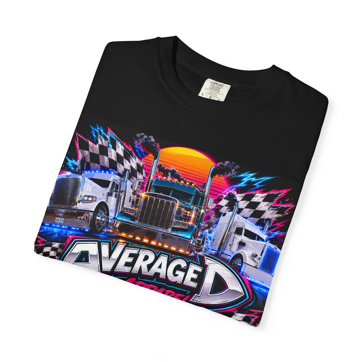 Trucker Retro Neon T-Shirt — “Averaged Apparel” Graphic Tee